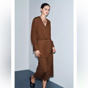 Zara ZW Collection NWT Limited Edition Flowy Wrap Dress Size Small